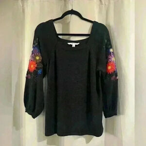 Women’s Black Embroidery The Pioneer Women Top